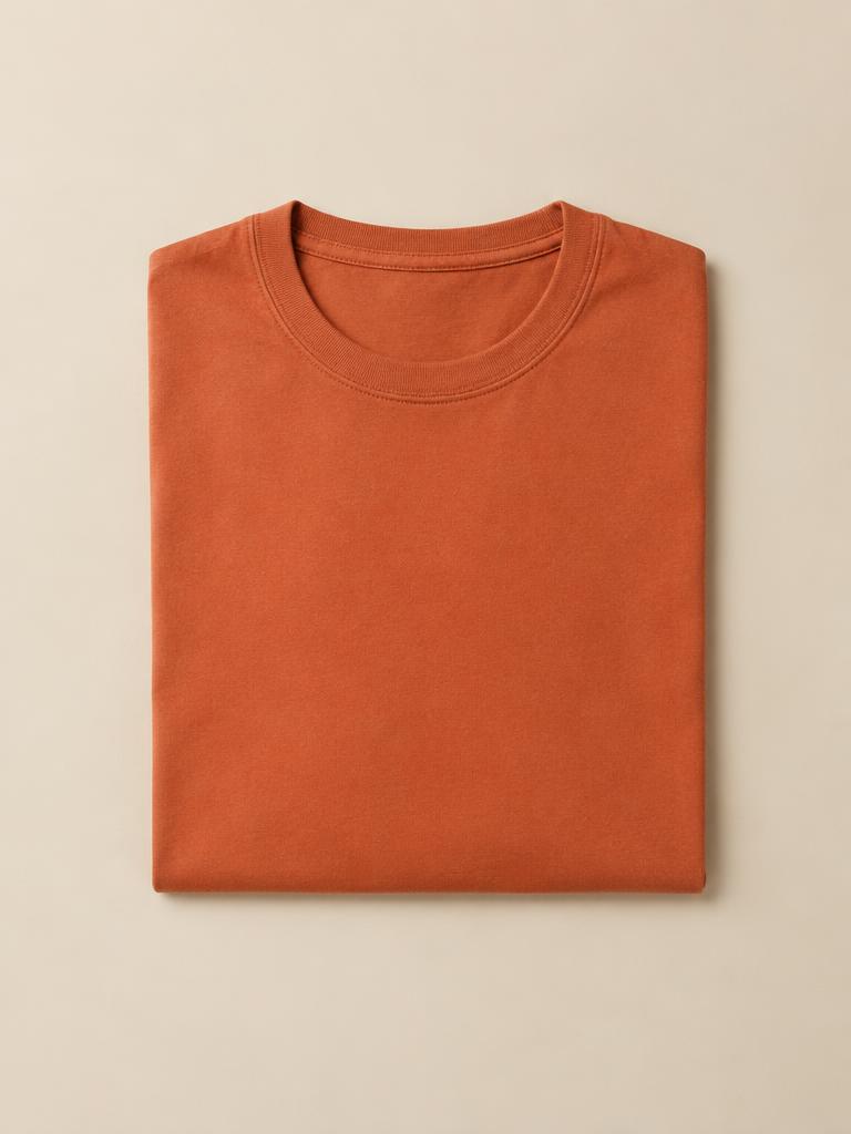 Folded terracotta cotton t-shirt